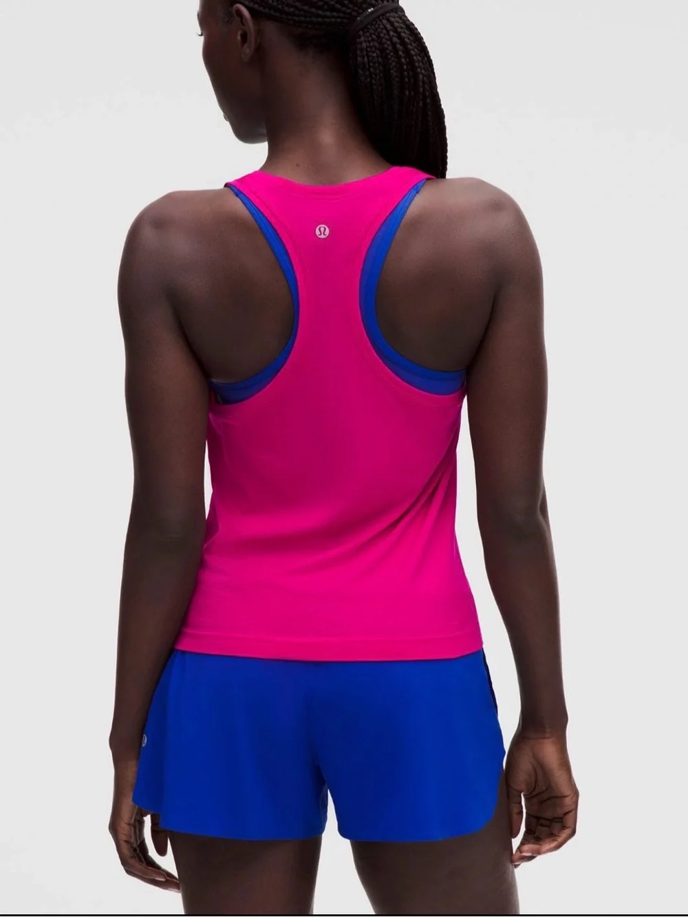 lululemon athletica Pink Racerback Tank with Blue Trim